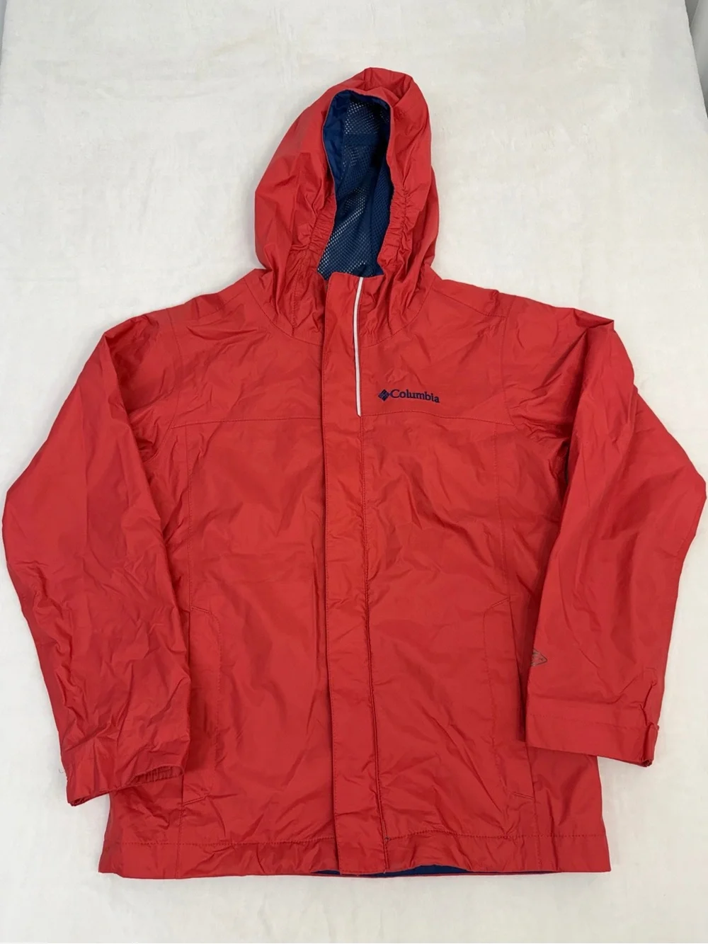 Columbia boys Small 6/7Omni tech waterproof jacket Red Good Full Zip Lightweight